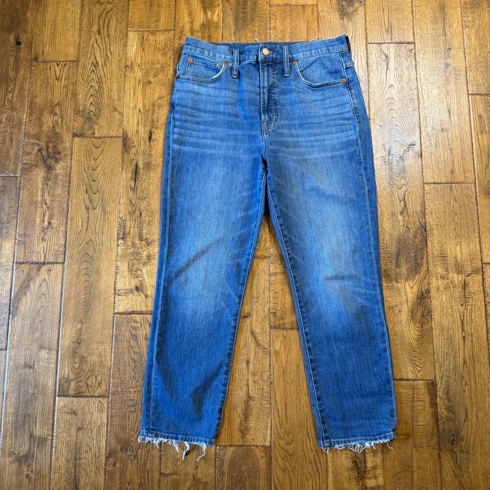 Madewell The Perfect Vintage Crop Jeans Womens 30 Blue High Rise Raw Hem Denim - Picture 1 of 8